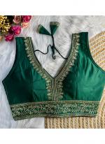 Roman Silk Green Party Wear Embroidery Work Readymade Blouse